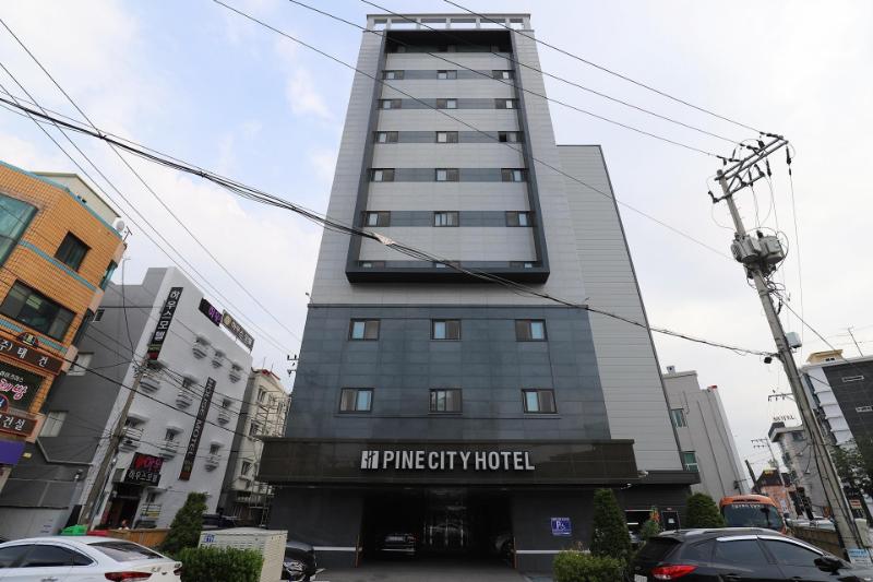 강릉 파인시티호텔 건물 외관과 호텔 입구