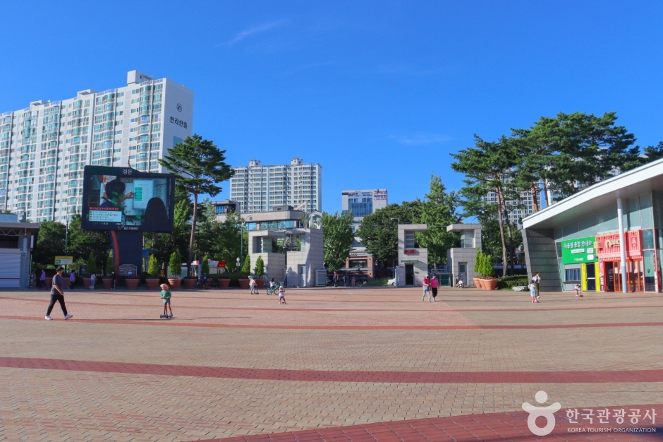 울산대공원 입구 주변의 나무와 공원 풍경
